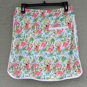 Coral Bay Golf Skort Womens Size S Multicolor Flamingo Tropical Pull On